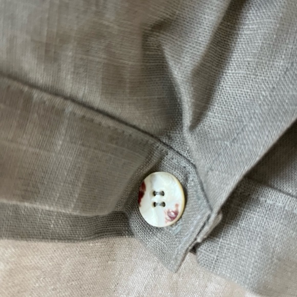 (S) Linen Wrap Skirt, Knee Length Circle Skirt-Beige - Picture 8 of 11